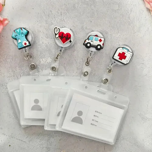 Imagen 1 del producto Portatarjetas de trabajo para enfermera, carretes de insignia retráctiles, carretes de insignia de dibujos animados, portatarjetas de identificación/IC para médico, suministros hospitalarios, 1 Uds.