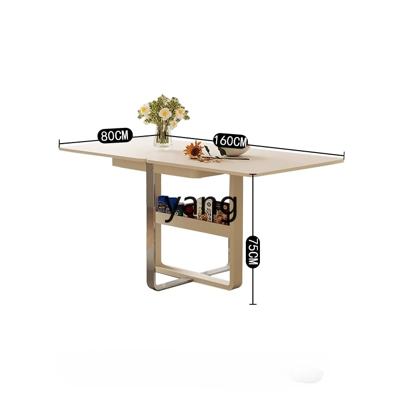 

LMM solid wood folding dining table and chair combination small apartment does not take up space rectangular telescopic