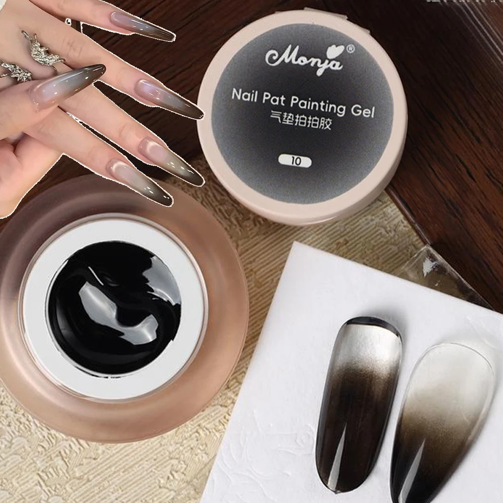 1Jar وسادة الربت هلام البولندية أومبير أسود أبيض الخوخ بات بات هلام طلاء الأظافر رسم بطانة الفرنسية مسمار وسادة التدرج هلام #6