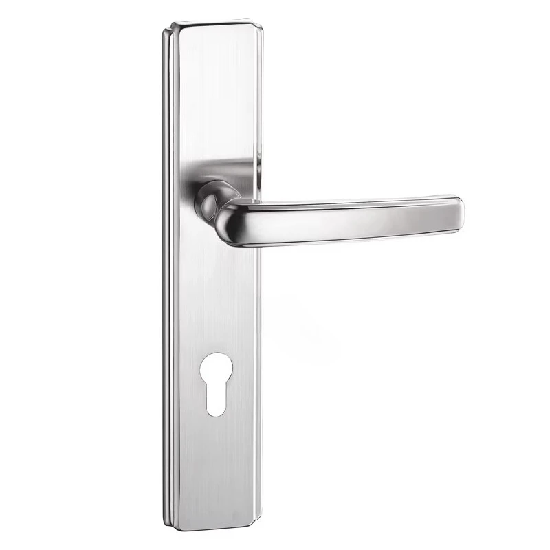 

Modern stainless steel 304 hardware security entrance outer door lever handle lock set with wooden door key cylinder