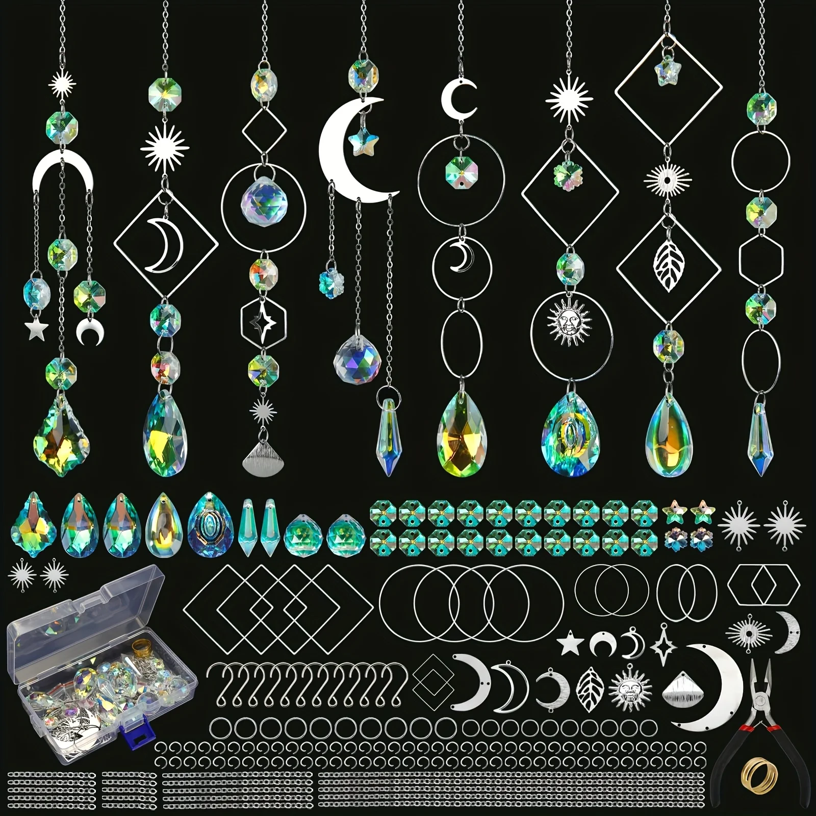 228 adult light trap sets,DIY women's art and craft prism crystal light traps, indoor window hanging decorations