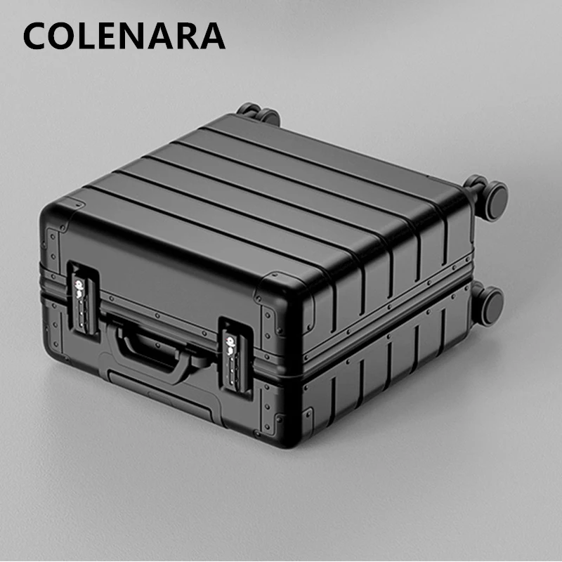 COLENARA Handheld Travel Suitcase Full Aluminum Magnesium Alloy Boarding Box Business Trolley Case Small Men's Cabin Luggage