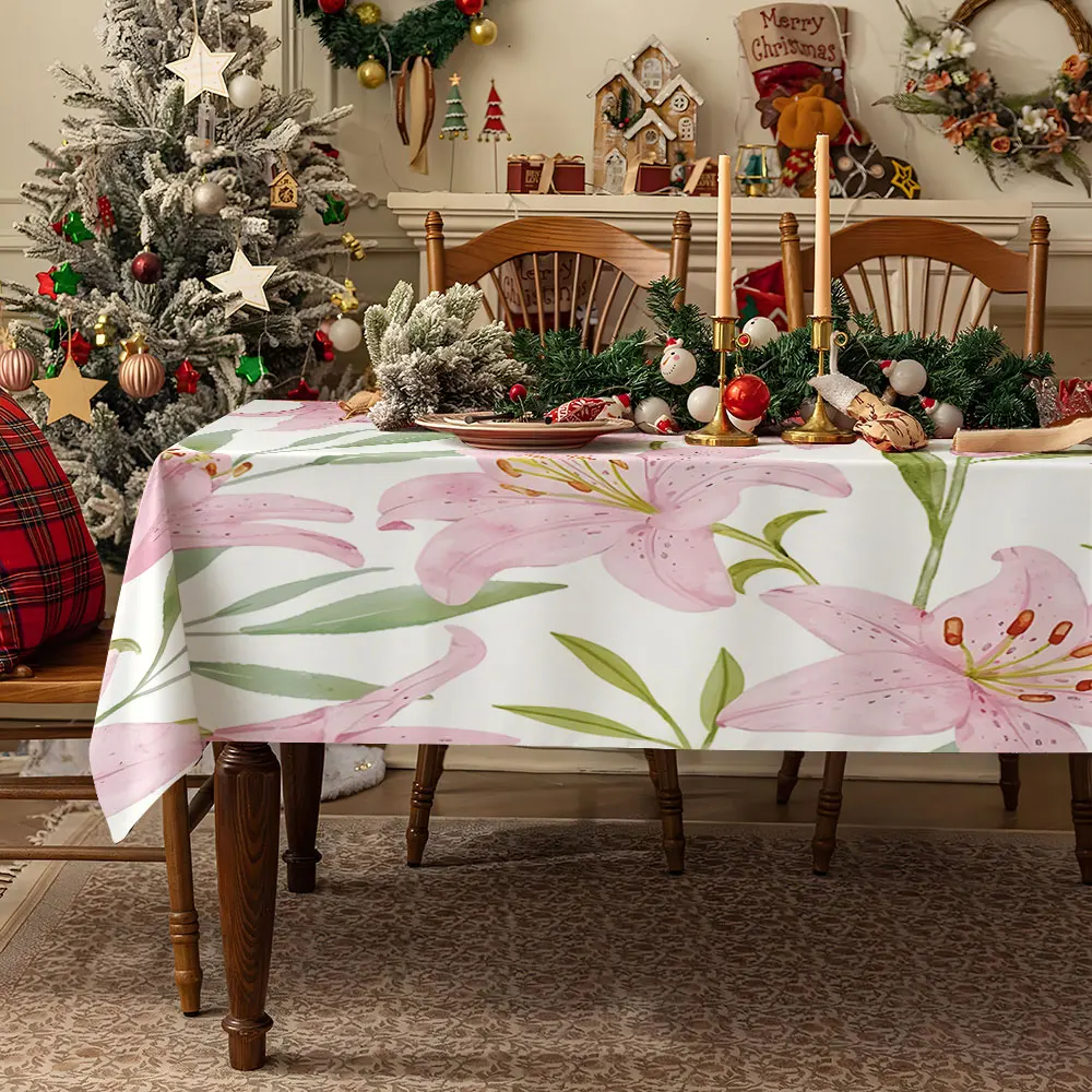 Watercolor Peach Table Cloth Waterproof Tablecloth Spill Proof Table Cloth, Wipe Clean Table Cloth for Dining Camping
