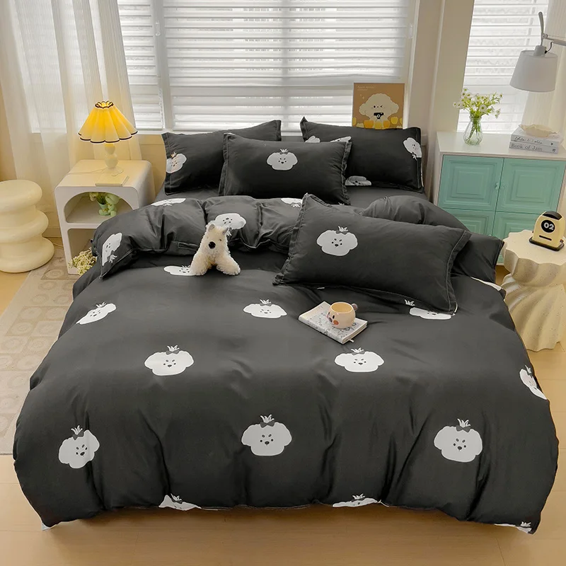 Cute White Puppy Duvet Cover with Pillowcases,Four Seasons Soft Touch Bedding Set Queen King Size,220x240cm Quilt Cover