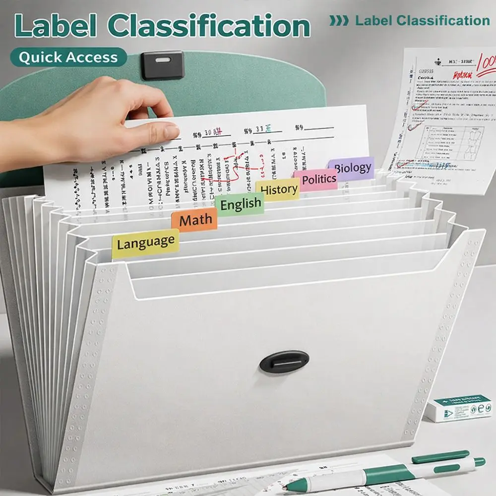 

Простая водонепроницаемая папка-файл из ПП с расширяющимся отделением, большая вместимость, 13 слоев, формат А4, с пеналом, для документов, для школы и офиса