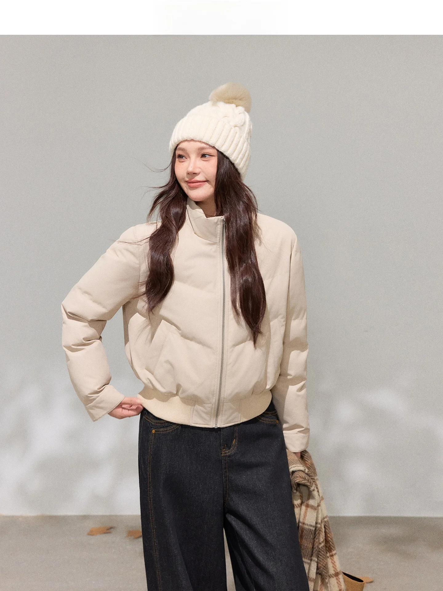 

Slim Fit Stand Collar Jaet Faionable plus Size Warm Khaki Color Asourda Women's Cotton Coat Thiened Polyester Filling
