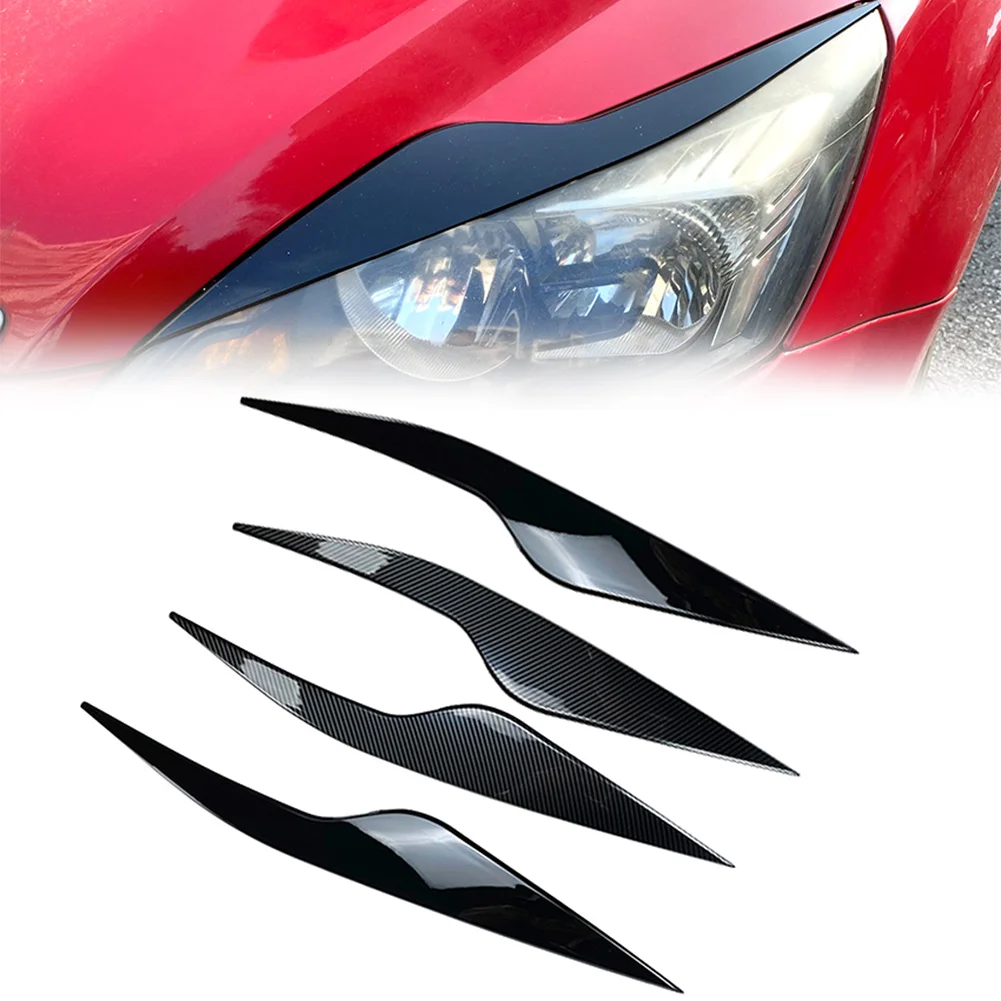 2Pcs Car Eyelids Headlight Eyebrows Decoration Trim For Ford Focus MK2 C307 2008 2019 2010 Glossy Black/Carbon Fiber