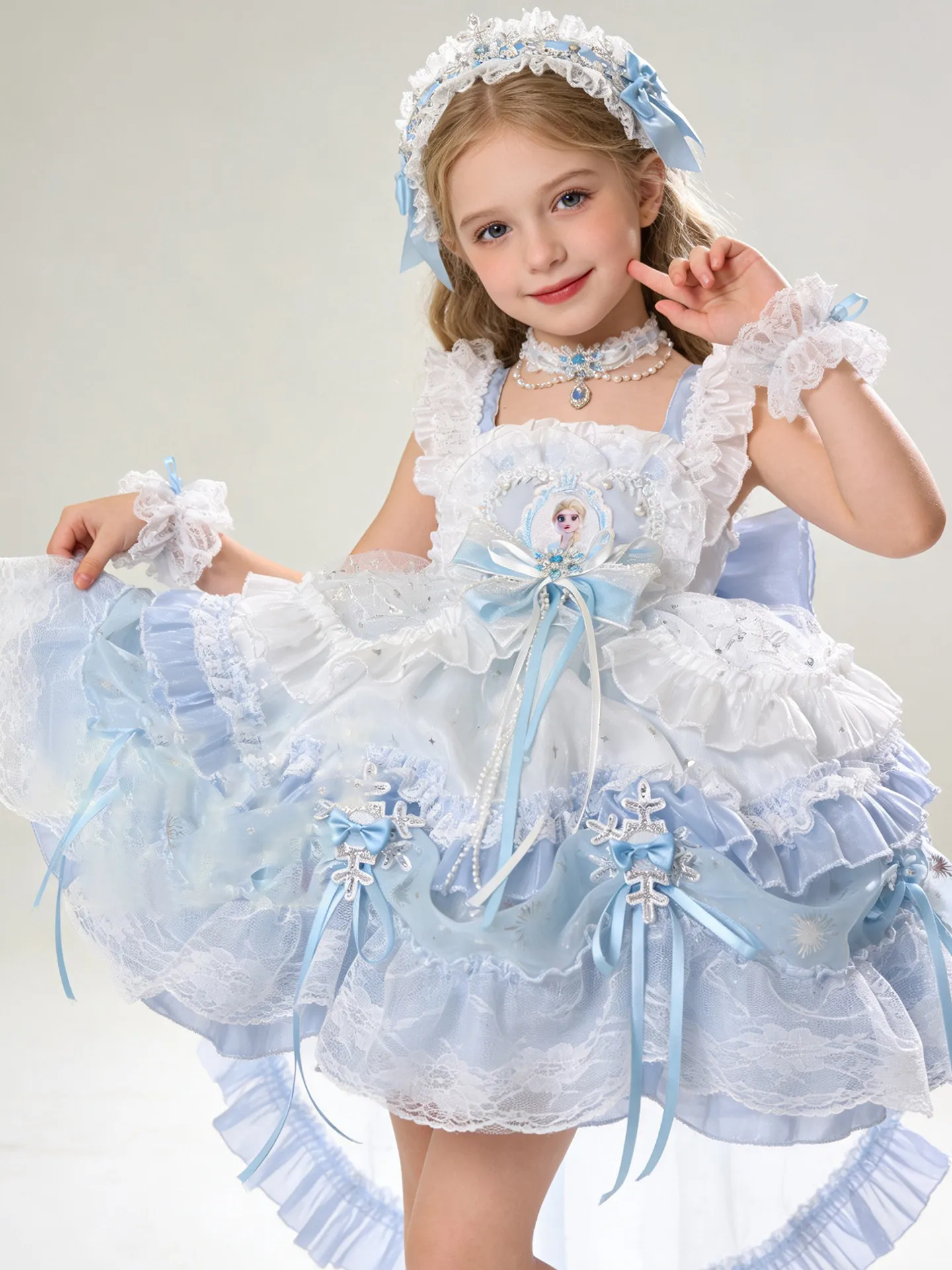 Blumenmädchen Tutu-Kleid Mädchen Lolita Prinzessin Hochzeitskleid Mädchen Windkleid Kinder Tanz Party Hochzeit Boutique Qualität Kostüm – Detail 2