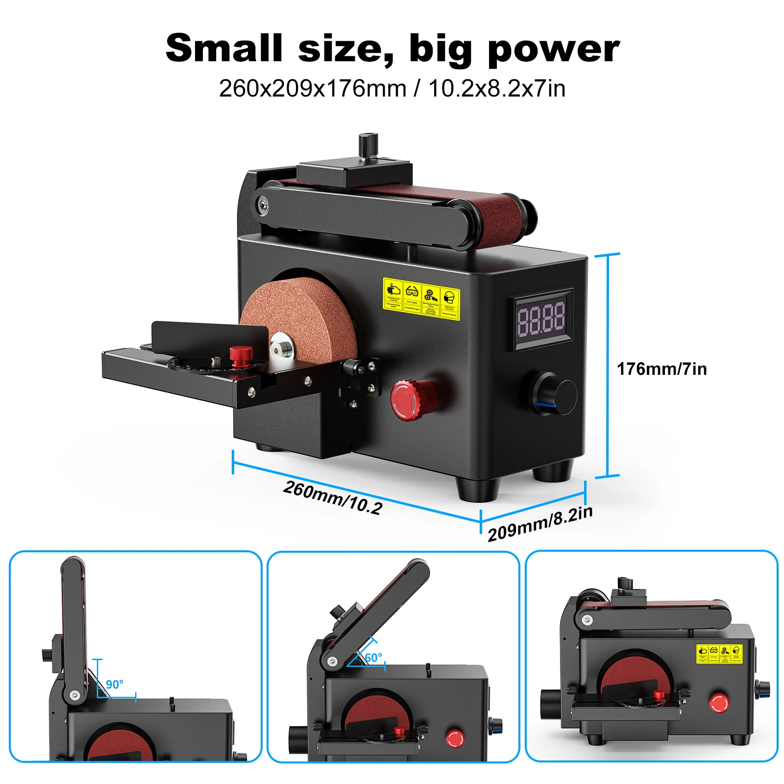 8500RPM Woodworking Belt Sander, Mini Sander DIY Home Polishing Grinding Machine Abrasive Belts Grinder for Sharpener Projects Polishing 110-220V