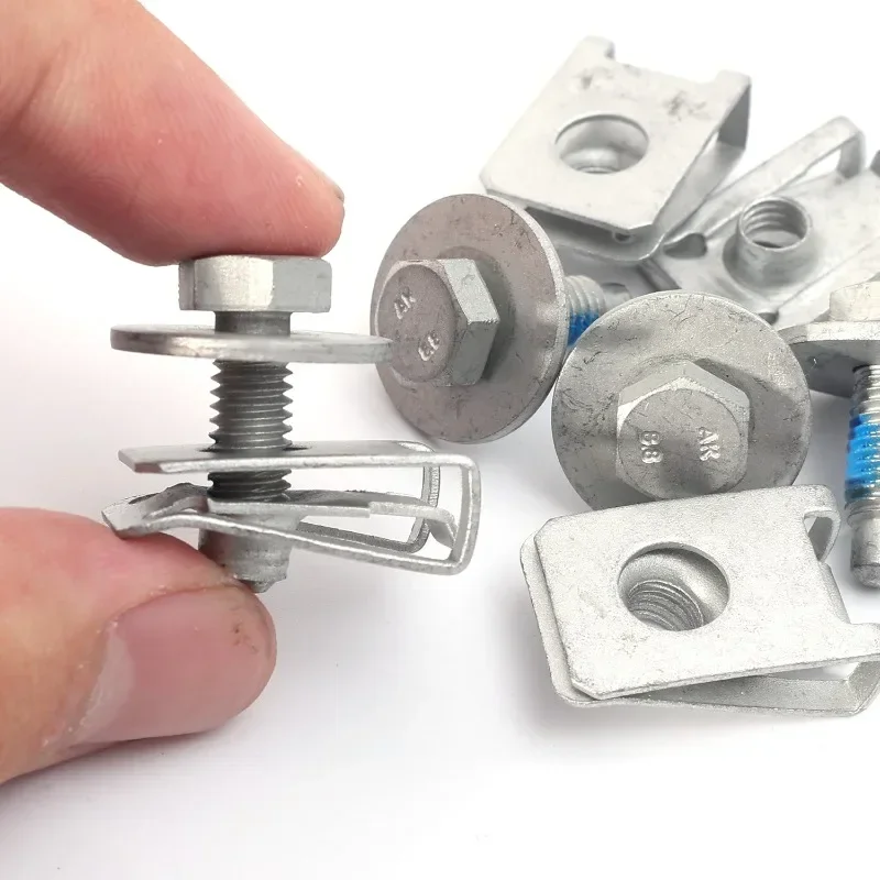 Car Body Bolts U-nut Clips 6mm Hole U-shaped Gaskets Cover Bumper Fender Liner Fastener Rivet Screws for Screws Engine 1-10Sets