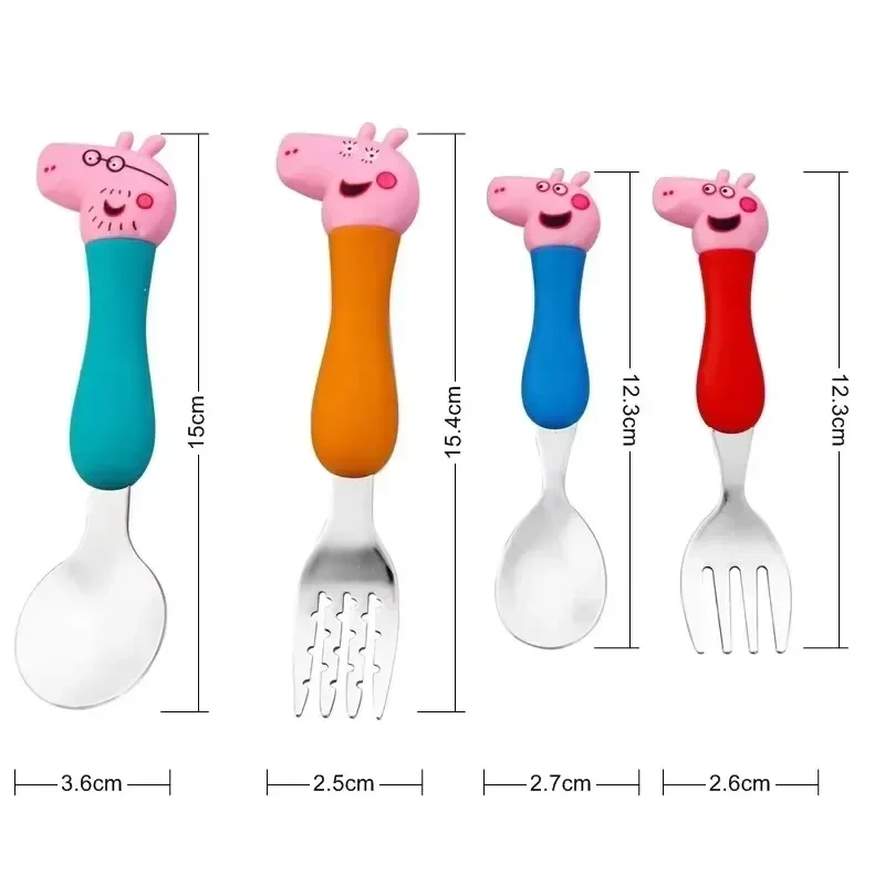 Peppa Pig Tableware Fork Spoon Action Doll Toy George Pig Dad Mom Cartoon Anime Pattern Party Toy Gifts for Boys and Girls