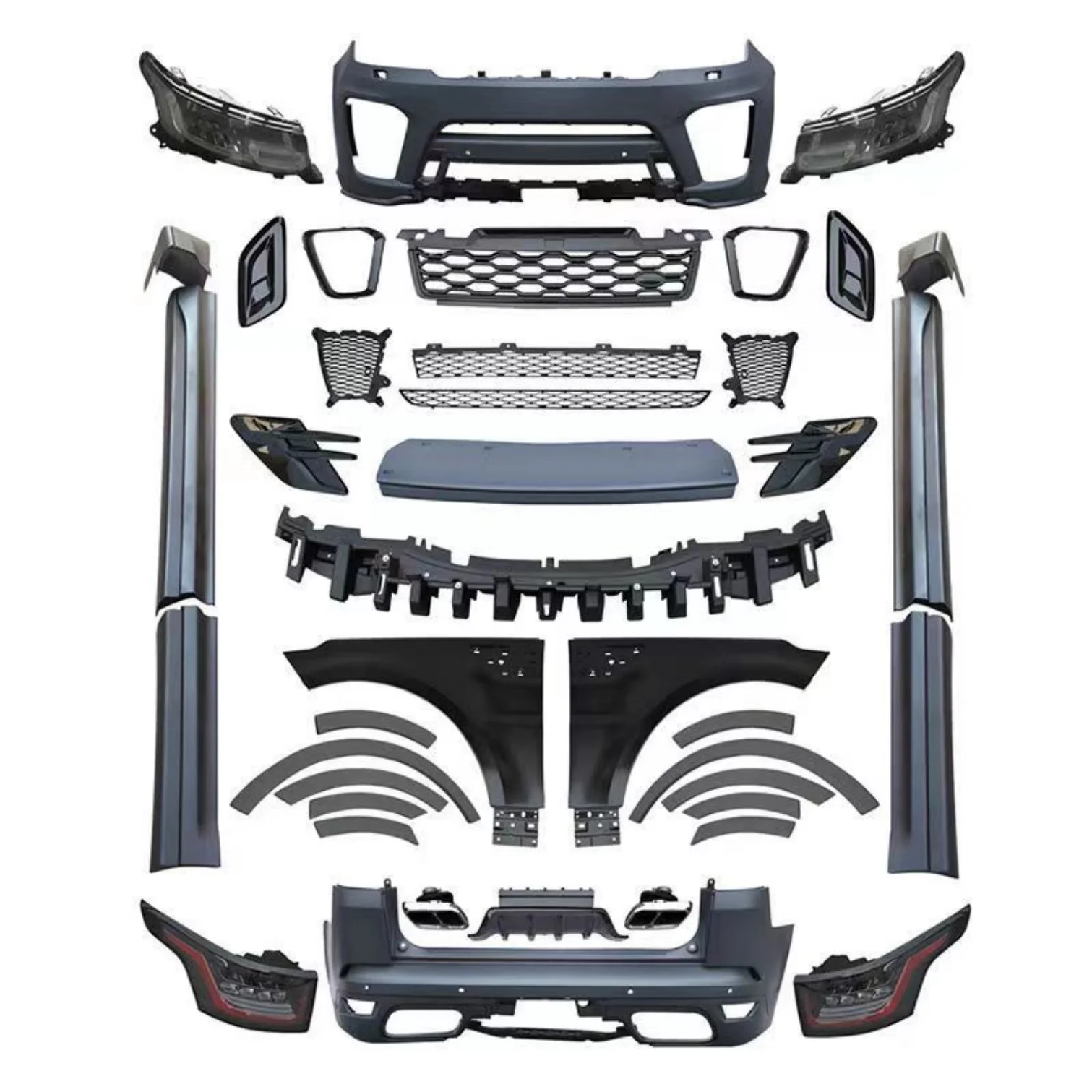 High Quality 2014-2017 for  for Range Rover Sport Body Kits SvR Style Front+Rear Bumper Assy with New Condition