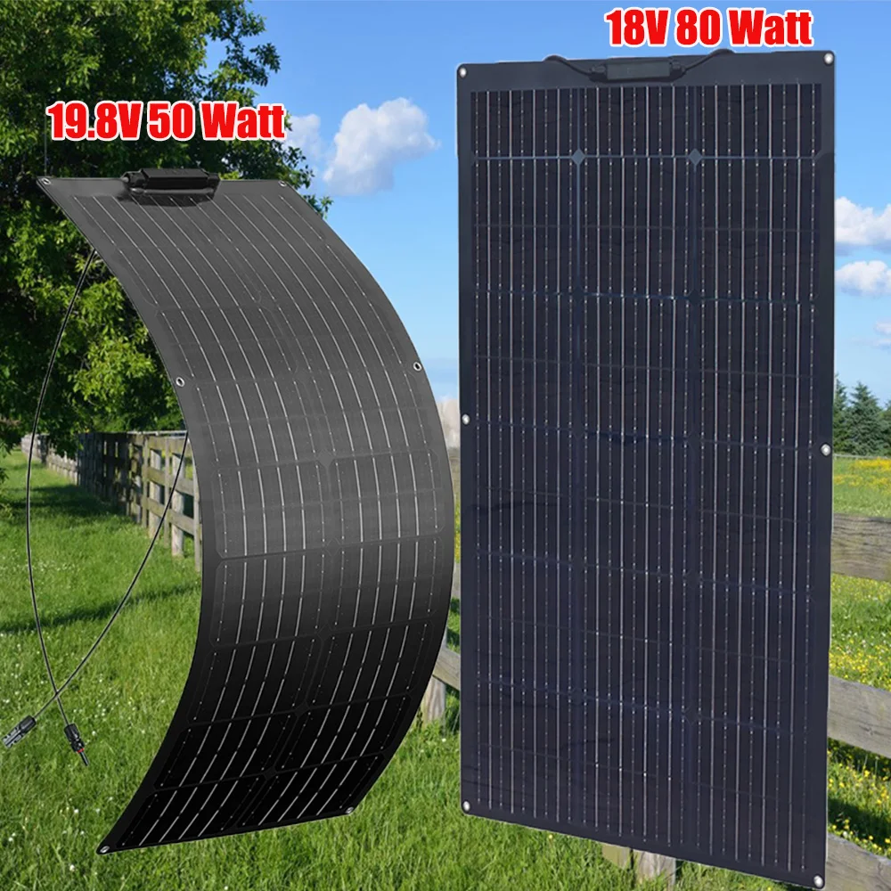 

BOGUANG Solar Panel 50W 100W 150W 160W 200W Flexible Mono Solar Cell KIT 1000w 12V Battery Charger RV/Boat/Home chickens System