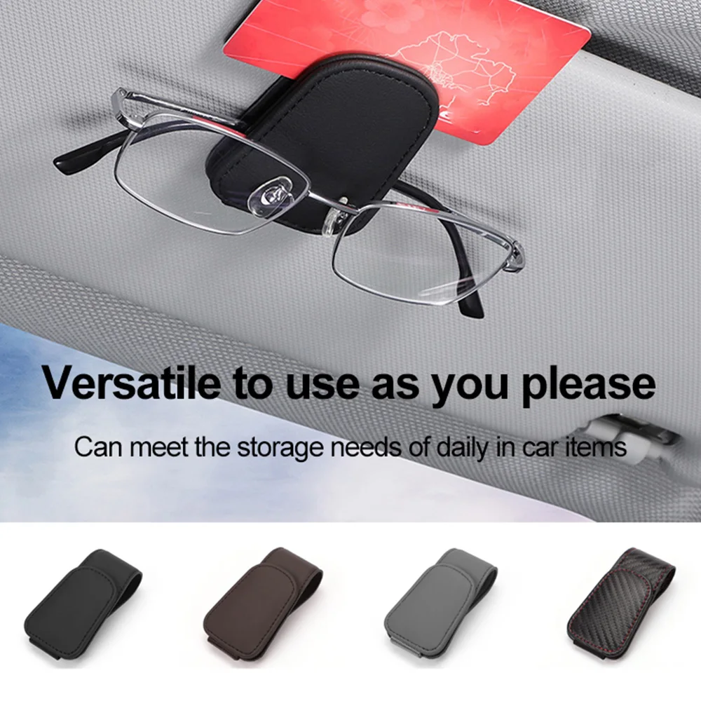 

Universal Car Sun Visor Eyeglass Hanger Clip PU Leather Magnetic Glasses Holder Multi-Function Storage Auto Interior Accessories