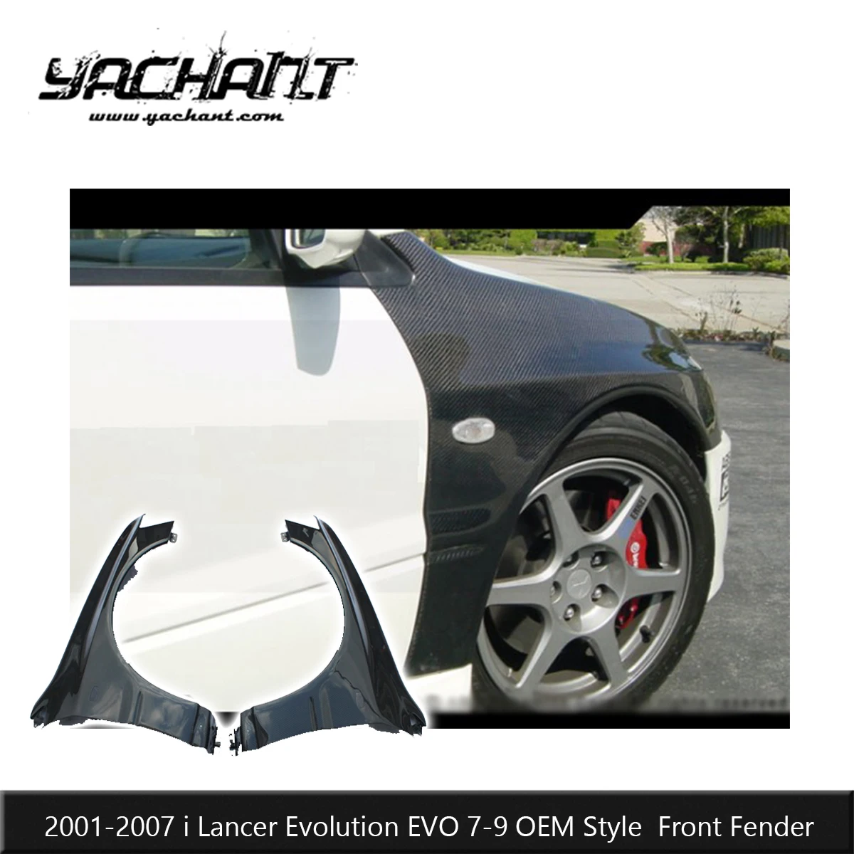 Fiberglass OEM Style Front Fender Fit For 2001-2007 Lancer Evo 7-9 Front Quarter Panel Factory Profile Replacement Design