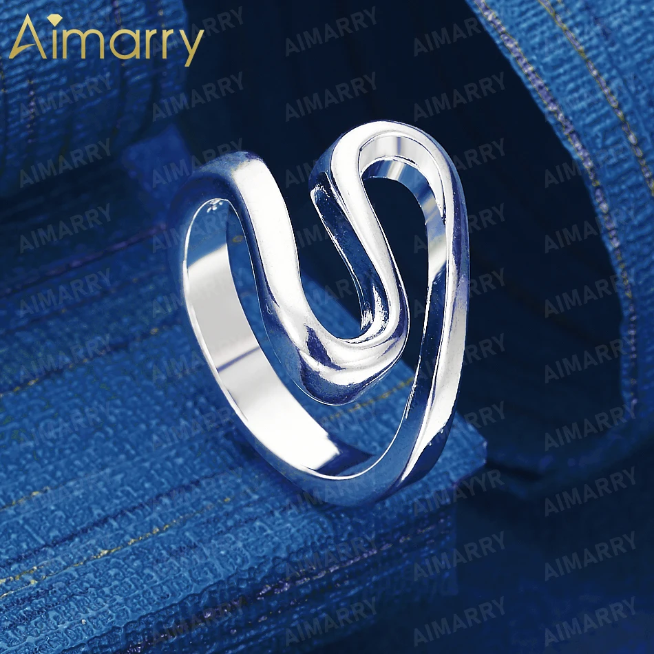 925 Sterling Silver 7-10# Smooth Winding Curve Ring High-quality Fashion Jewelry for Women's Parties and Banquets