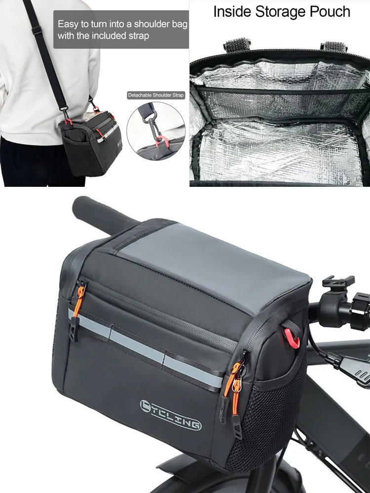 AliExpress NONE Toptrek 4L Bicycle Handlebar Bag Insulated Bike Front Storage Basket Winter Thermal Keep Warm Pack MTB Road Cycling Accessories