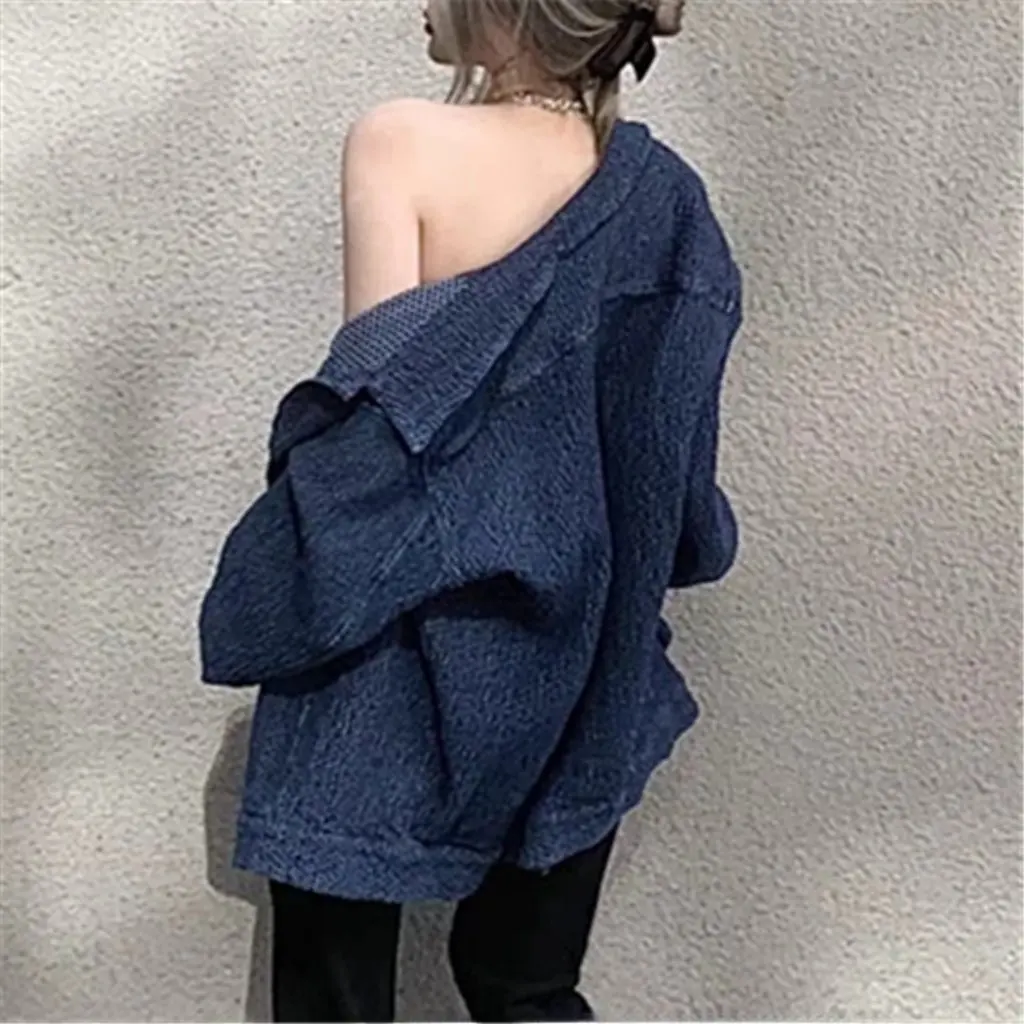 

BF Loose Mid-Length Denim Jacket Women's Autumn Ins Lazy Style Top New Clothing