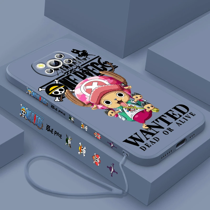 Cartoon L-uffy O-one Pieces For POCO M5S M4 M3 C55 C50 C40 C3 X5 X4 X3 Pro GT NFC Liquid Left Rope Phone Case