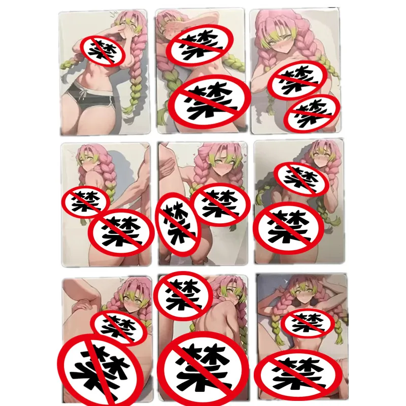 9ชิ้น/เซ็ตเซ็กซี่Nude Card Demon Slayer Kamado Nezukoอะนิเมะโฮมเมดเพศผ้าไหมสีดําACGเทพธิดาคอลเลกชันการ์ดการ์ดของเล่นของขวัญ