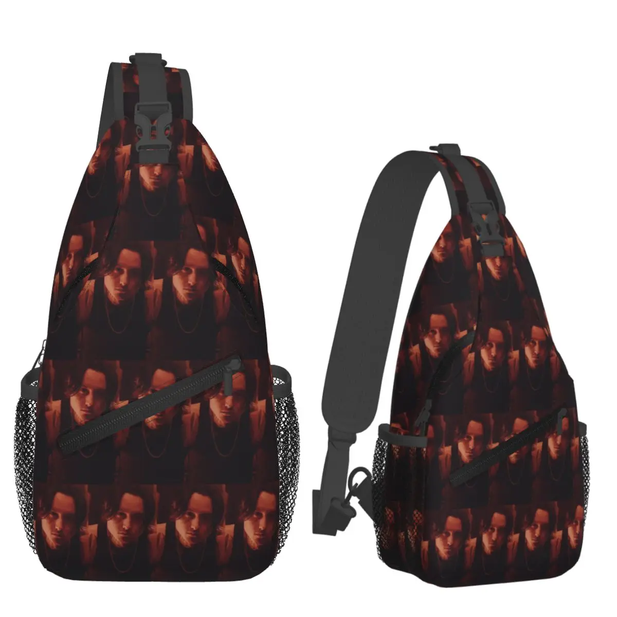 Bad Omens Noah Flannel Rock Music Chest Bag Men Sling Crossbody Backpack Chest Bag Travel Hiking Daypack Shoulder Bag