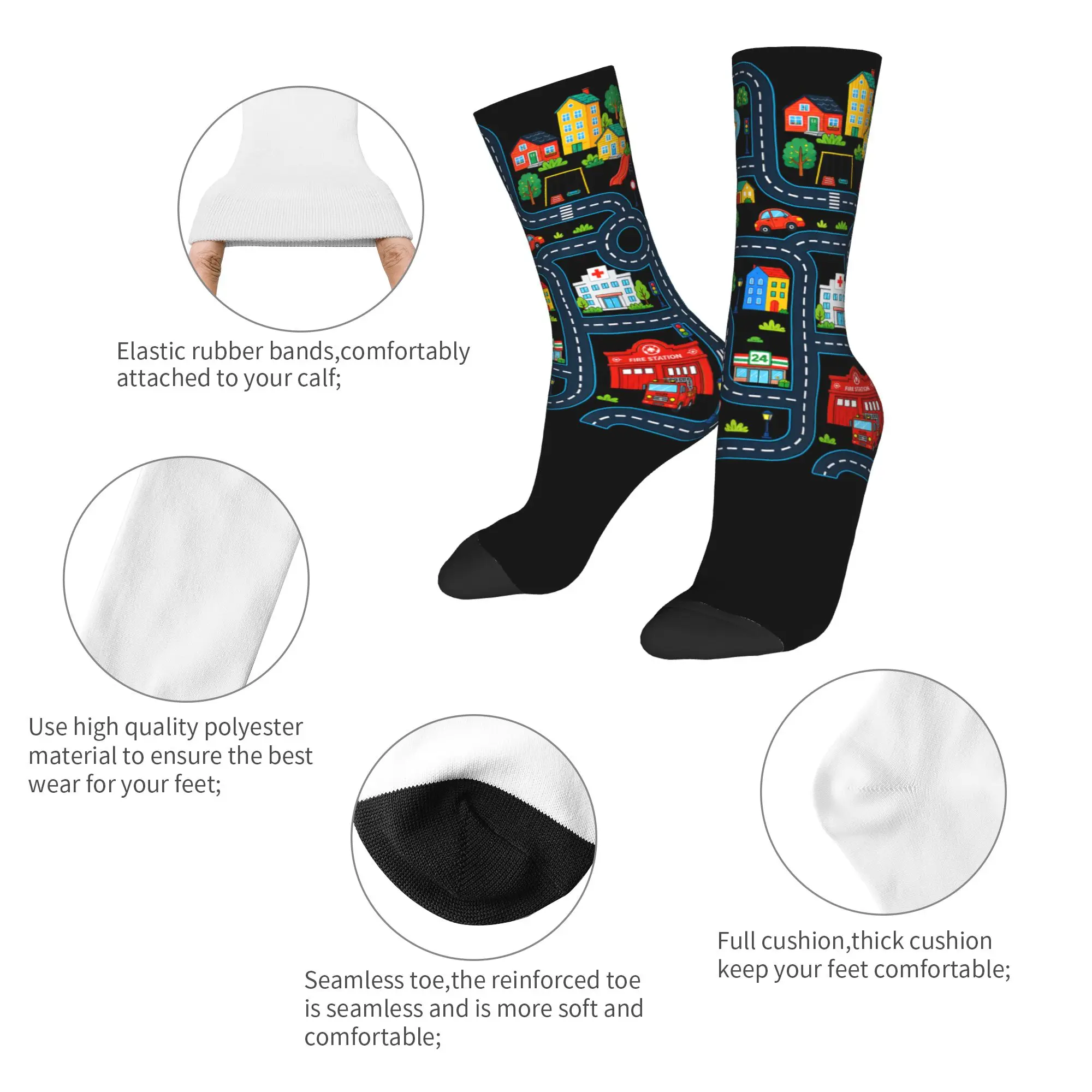 Winter Warm Casual Men's Women's Tired Dads Club Car Race Track On Dad Socks  Breathable Crew Socks