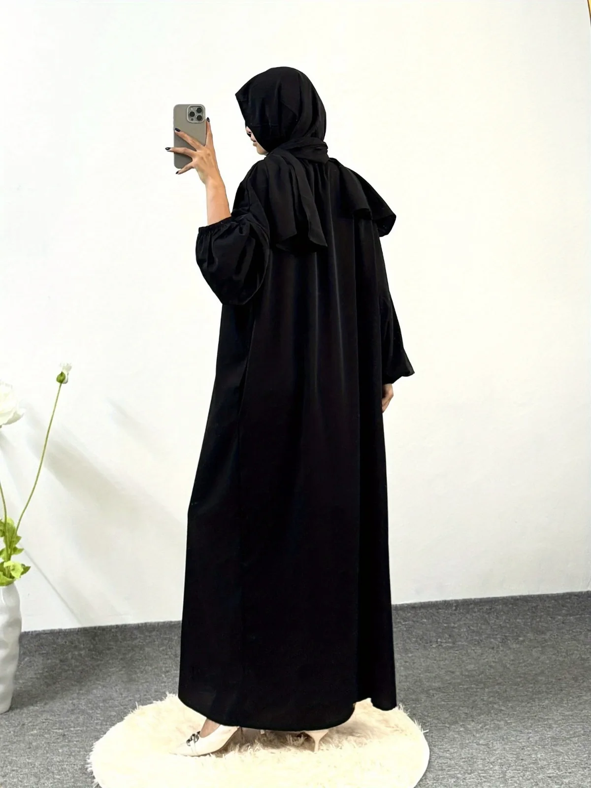 Modesty Prayer Dress Women Jilbabs Kaftan Muslim Abayas Dubai Robe Hijab Smocking Sleeve Ramadan Dresses Islamic Clothing