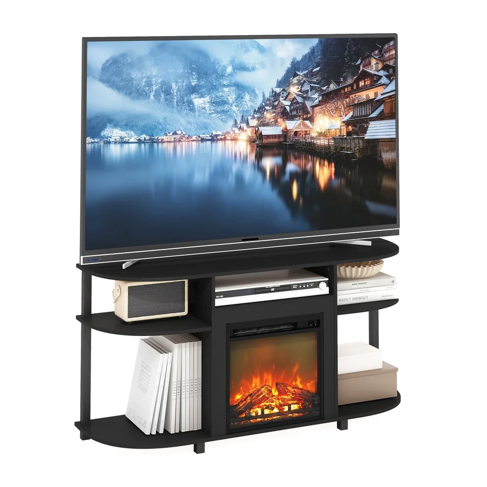 Jensen Open Storage Entertainment Center with Electric Fireplace TV Stand Up to 55 Inches Freestanding Design Durable Composite