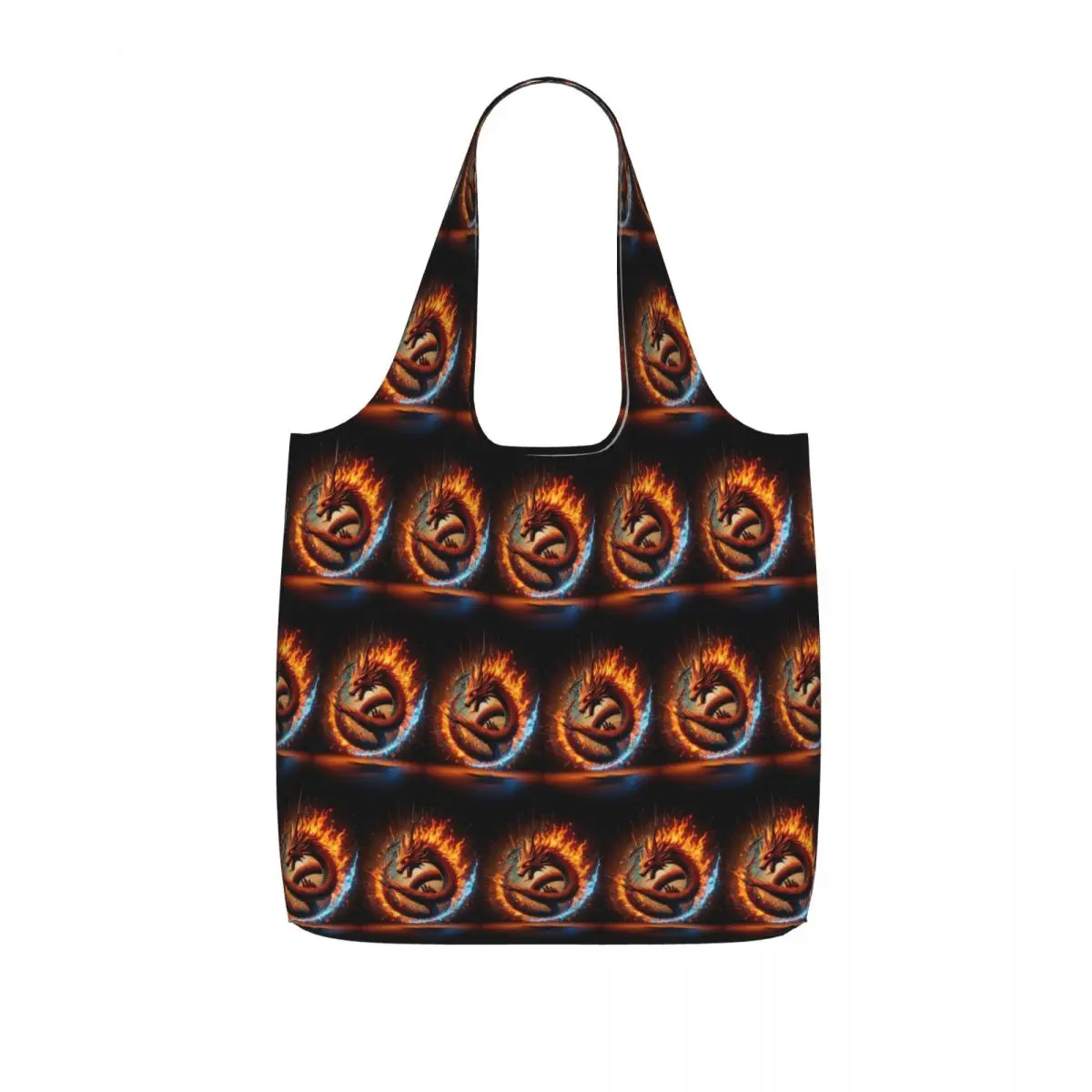 Dragon Portrait Shopping Tote Bag Canvas Large Capacity Shoulder Bags Shopper Grocery Handbag for Women