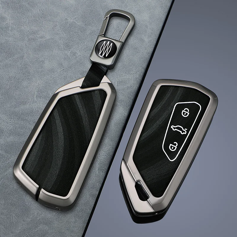 

Zinc Alloy Leather Car Key Case Cover Shell For VW Volkswagen Golf 8 2020 Skoda Octavia A8 MK8 2022 2021 SEAT Leon MK4 Accessory