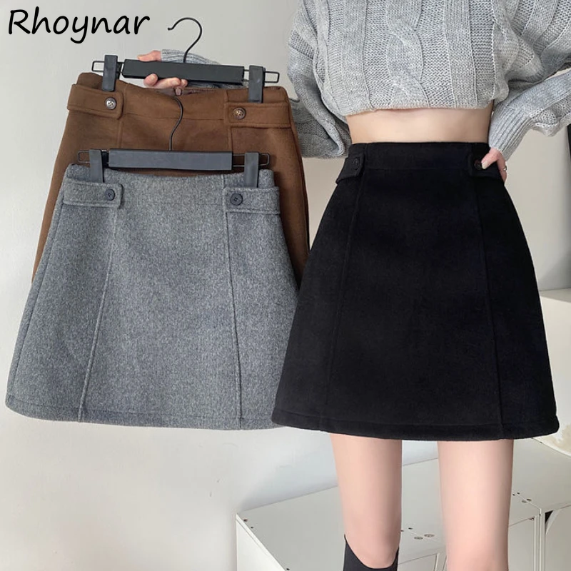 

Mini Skirts Women Simple Chic High Waist Tender Vintage Korean Style Autumn Students Elegant Hotsweet Casual All-match Faldas