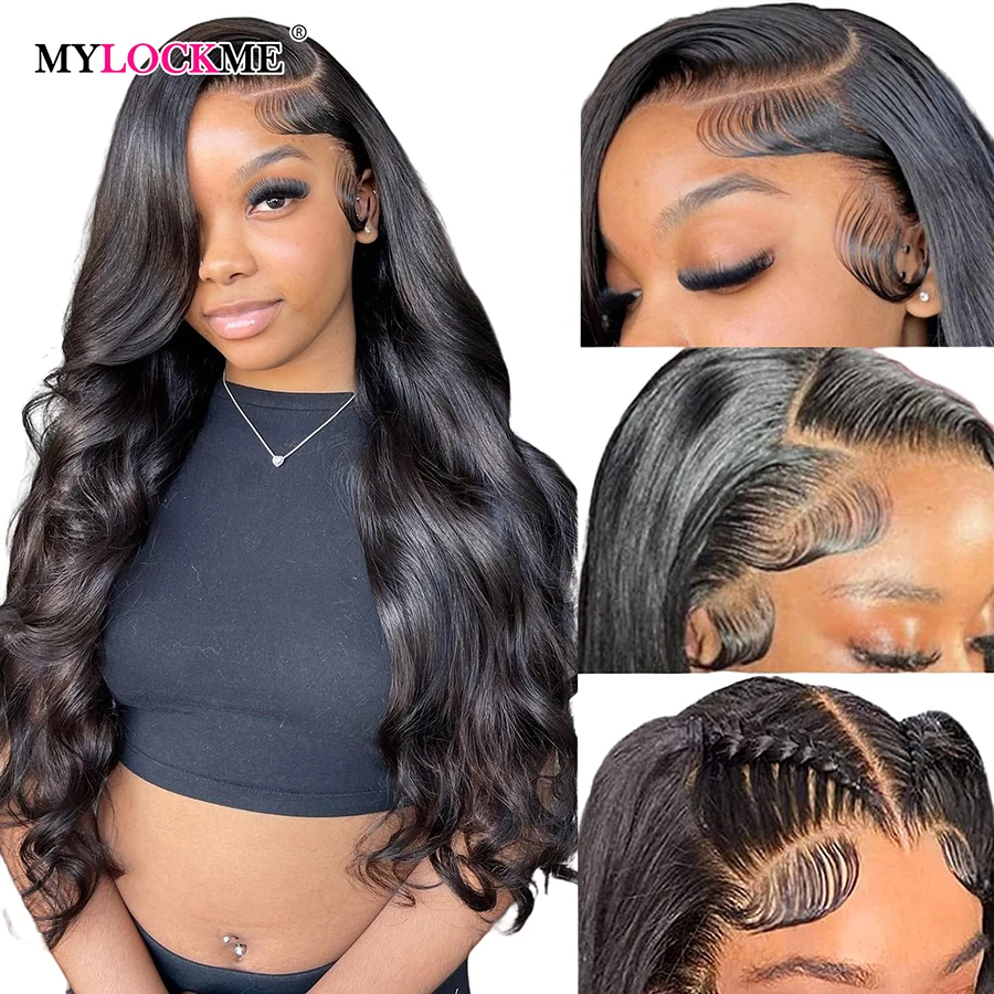 

Lace Frontal Wig Wholesale Mylockme Brazillian Real Human Hair Body Wave Natural Color 28 Inch Lace Front Human Hair Wig