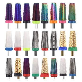 37 스타일 카바이드 네일 드릴 비트 5 in 1 세라믹 텅스텐 네일 드릴 비트 매니큐어 페디큐어 네일 파일 버퍼 용 밀링 커터