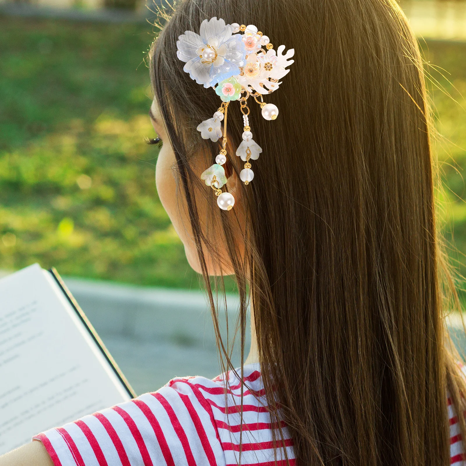 

Blue Flower Clips Chinese Clips For Women Hair Clip Style Headwear Accessories for Thick Hair Women Bridal Aesthetic
