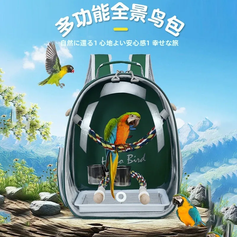 Portable Transparent Bird Cage Parrot Carry-On Bag Pet Accessories Bird Backpack Outdoor Travel Bag for Birds Universal Fit