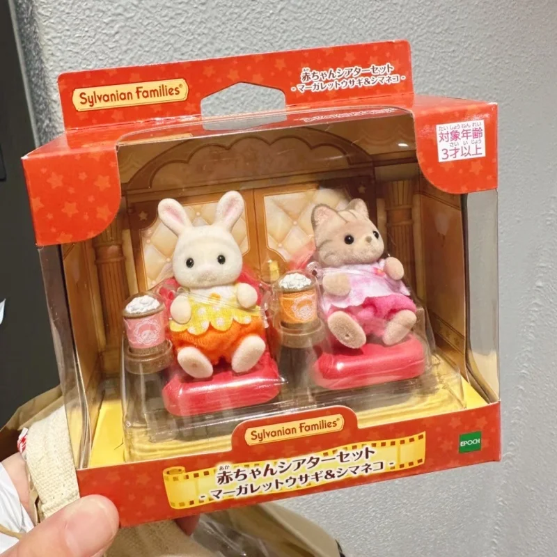 

New Arrival Sylvanian Families Anime Limited Edition Cinema Popcorn Set Figure Flocking Doll Desktop Toy Collect Decoration Gift