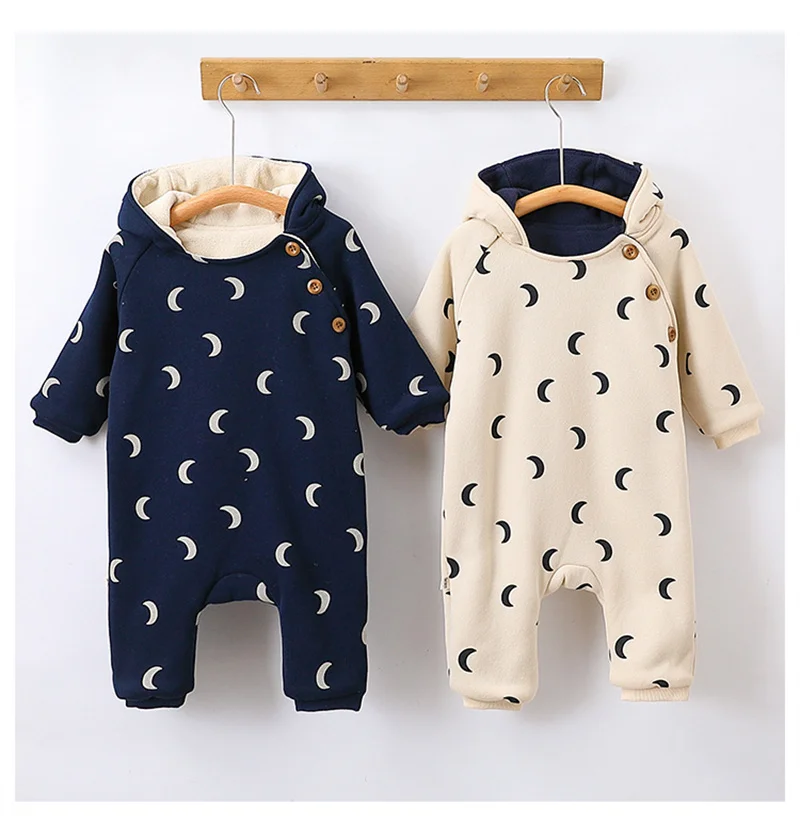 Baby Clothes For Winter Infant Birth Costume Newborn Girl Rompers Boy Moon Jumpsuit Hooded Long Sleeve Kids Bodysuit