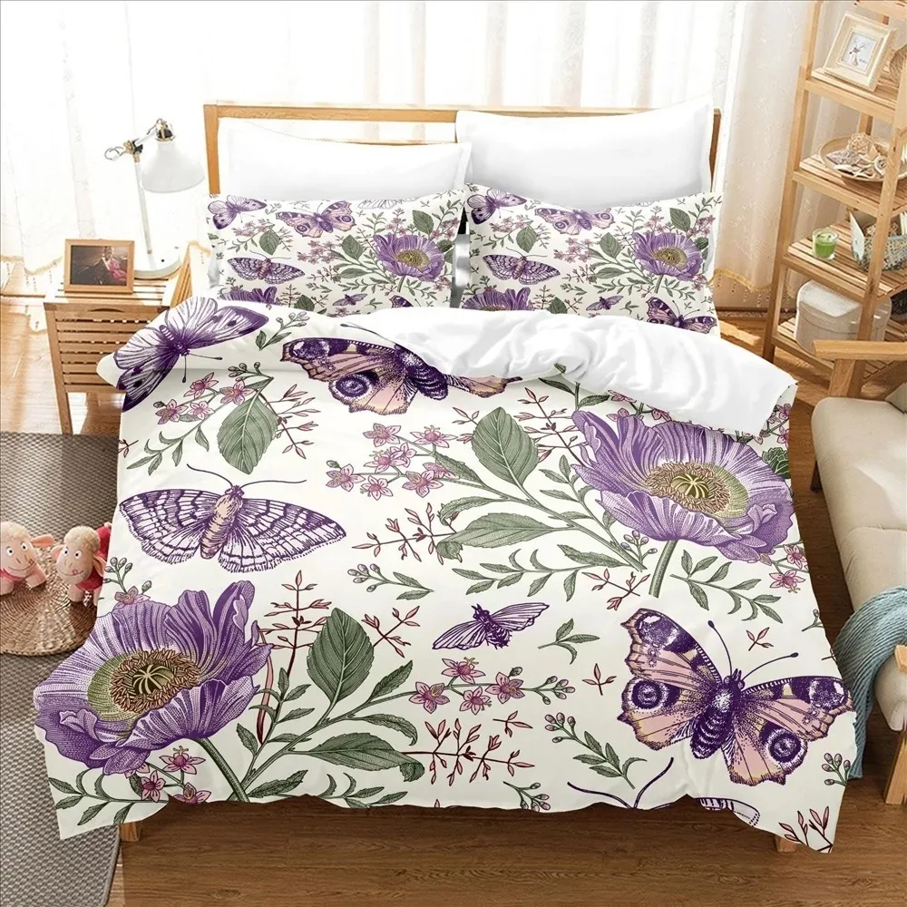 

Colorful Butterfly Series Bedding 2/3-piece Cartoon Print Set Decorate Bedrooms In Various Sizes for Birthday and Holiday Gifts