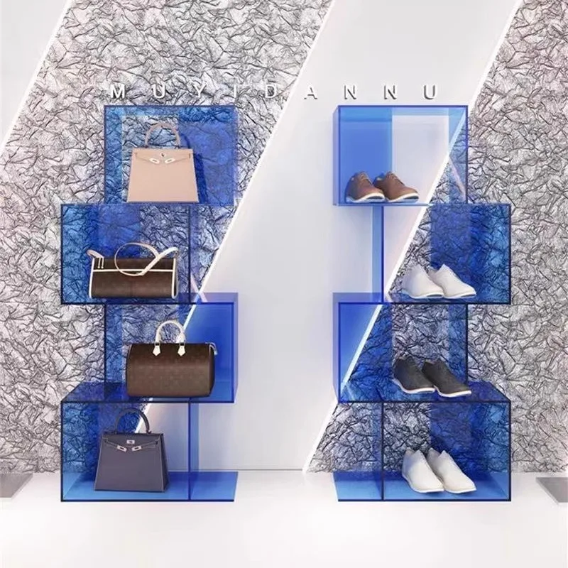 Transparent Acrylic Plexiglass Shelf Display Rack For Clothing Store Shoe Bag Organizer Window Decoration Cabinet Rack