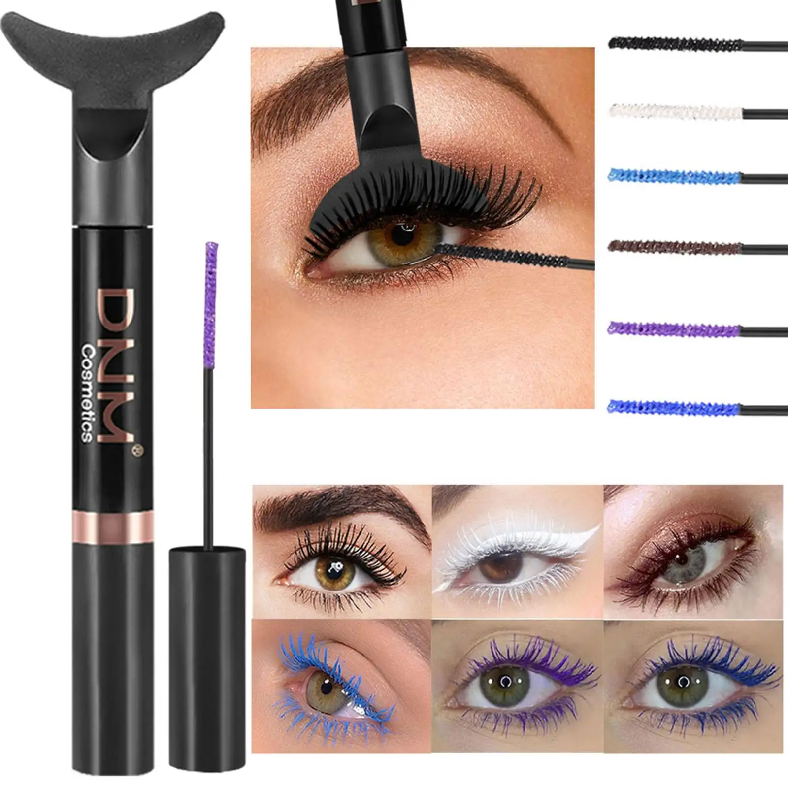 Máscara de pestañas de colores alargadora y voluminizadora, maquillaje de ojos de belleza resistente al agua 3D para discotecas y uso diario