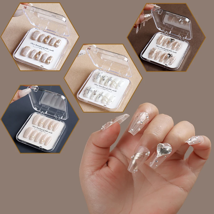 

Four Styles of Light Luxury Acrylic Press on Nails Elegant Pure Handmade Detachable False Nails Exclusive To Fashion Enthusiasts