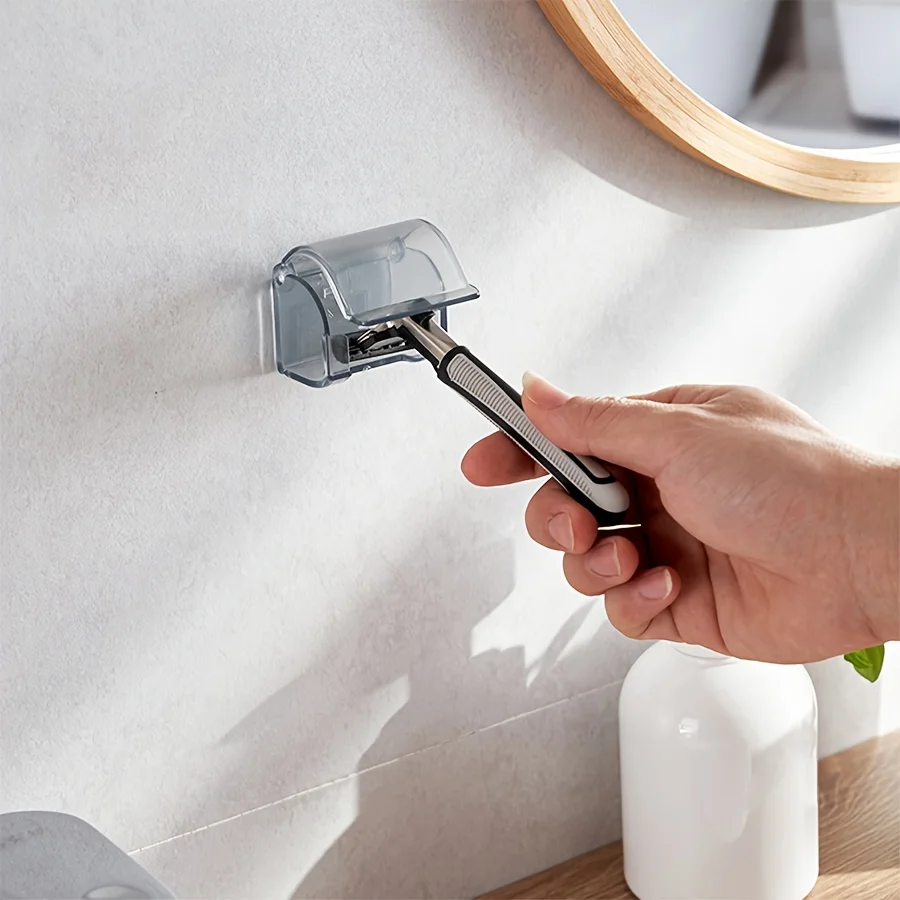 1 Stück Rasiererhalter mit Badezimmer-Wandaufklebern, selbstklebende Rasiererhaken-Aufbewahrungsregale, geeignet für Badezimmer und Reisen – Detail 4
