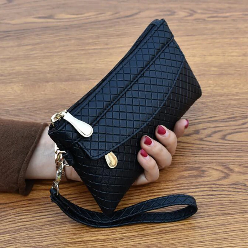 Clutch Organizer Wallet Women Organizer Purse Plaid Zipper Long Key Coin Bag Casual Women\'s Wallet Leather Money Bag
