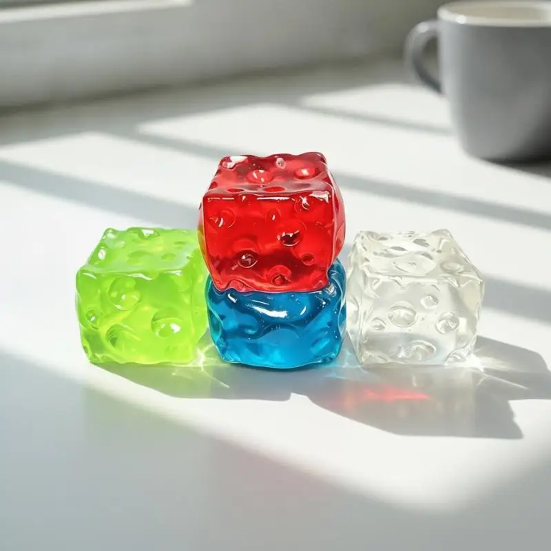 Coconut Oil Cheese Cube Stress Ball Non-Rebound Shapeable Squeeze Toy for Adult Anxiety Relief Fun Office Desktop Decor Toy