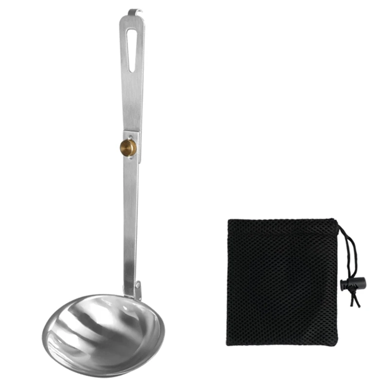 

Stainless Steel Soup Ladle Spoon, Folding Handle Cooking Ladle for Soup, Portable Camping Cutlery, Outdoor Kitchen Gears