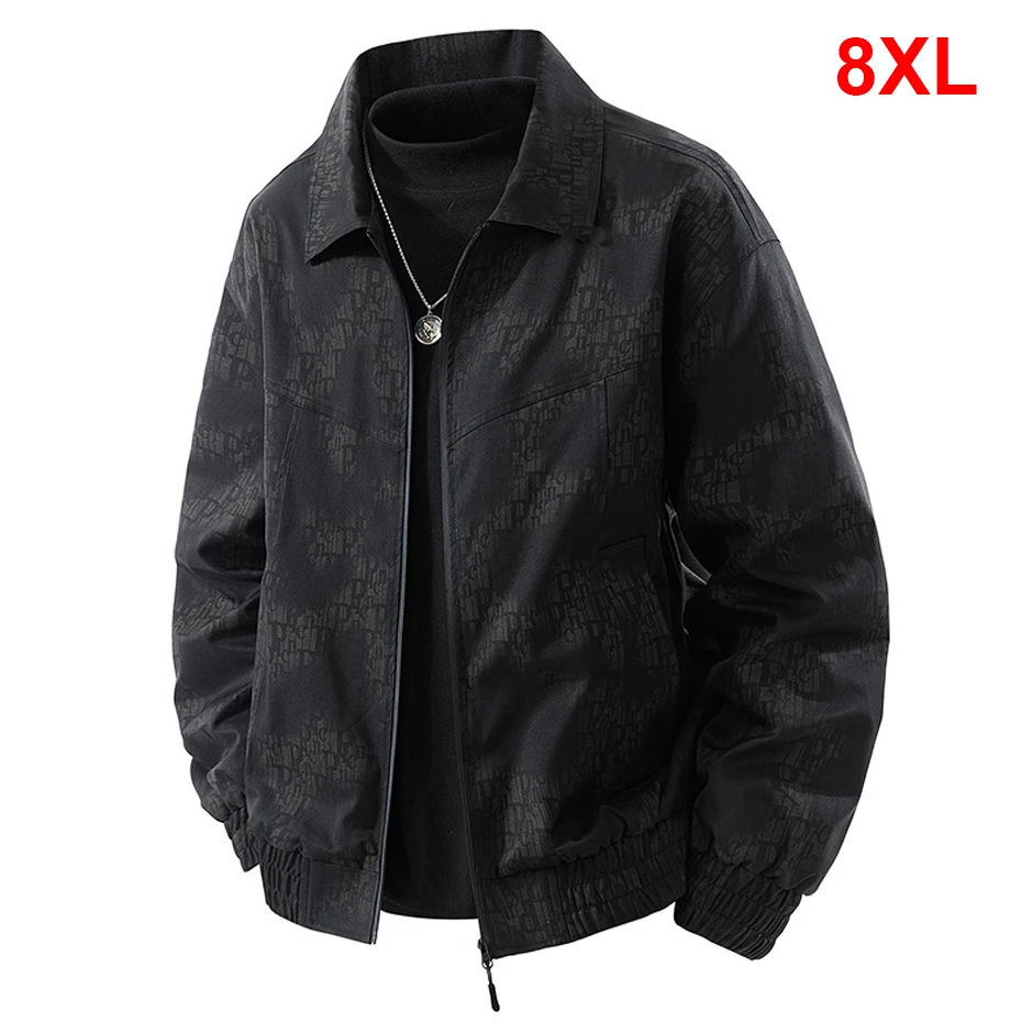 

8XL Plus Size Jacket Men Fashion Casual Letter Print Jackets Coat Male Outerwear Big Size 8XL