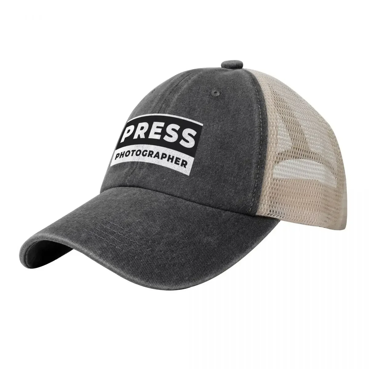 Press Photographer ID Cowboy Mesh Baseball Cap Designer Hat Dropshipping Bobble Hat Snap Back Hat Girl Men's