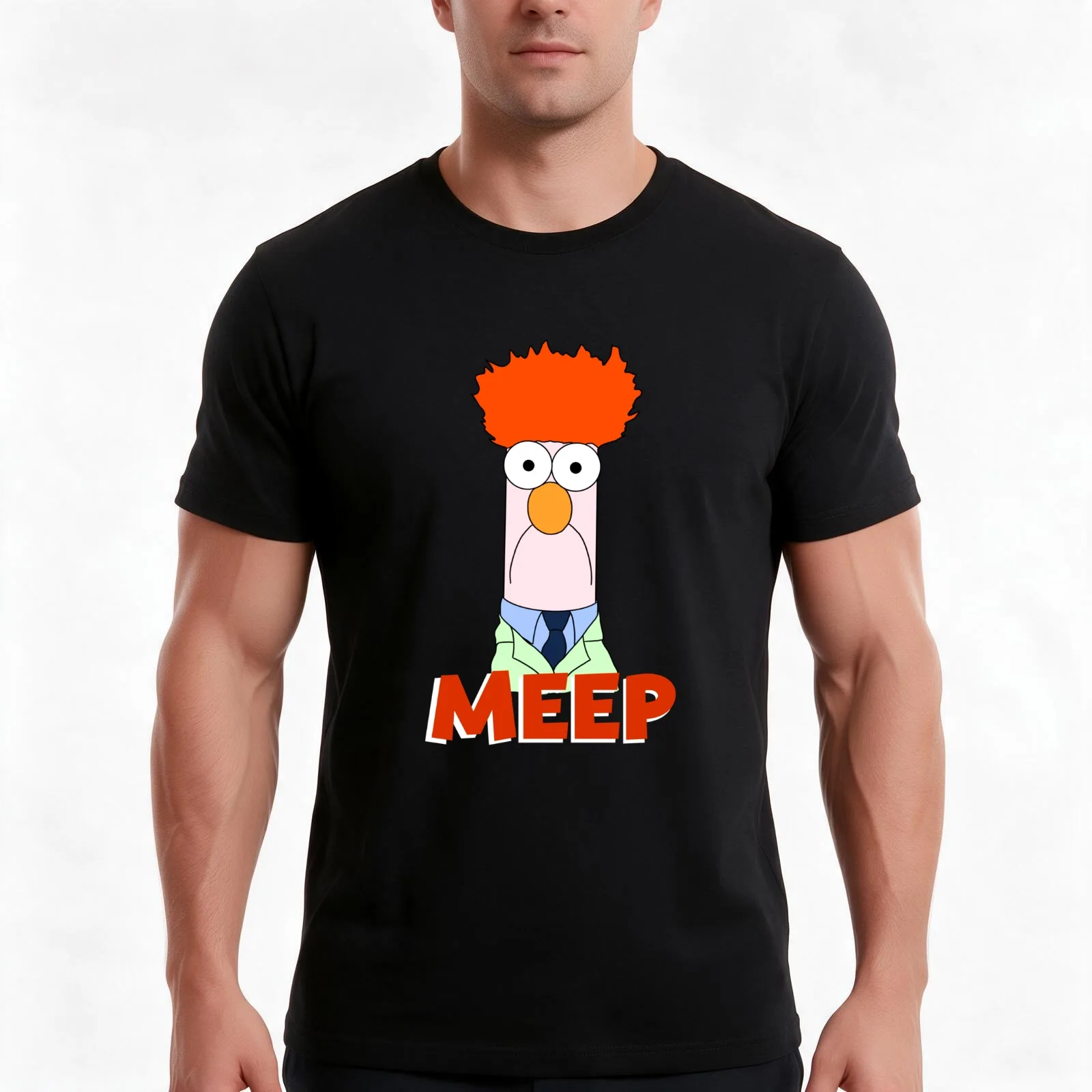 Beaker T-Shirt, Summer Casual Cotton Tee, Oversized Streetwear Tops, Vintage Graphic Print, Loose Fit Short Sleeve, 100% Cotton