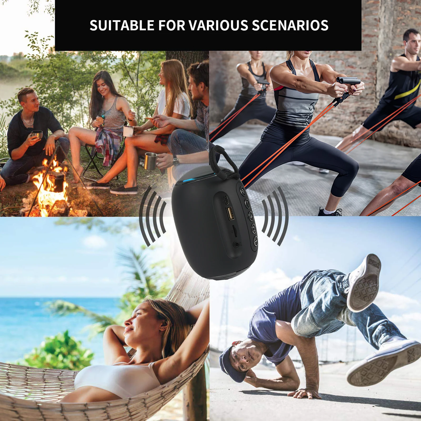 XTUGA RGB سماعة لاسلكية تعمل بالبلوتوث المتكلم للرياضة في الهواء الطلق المحمولة مشغل صوت الموسيقى USB بلوتوث التحدث راديو الحفلات