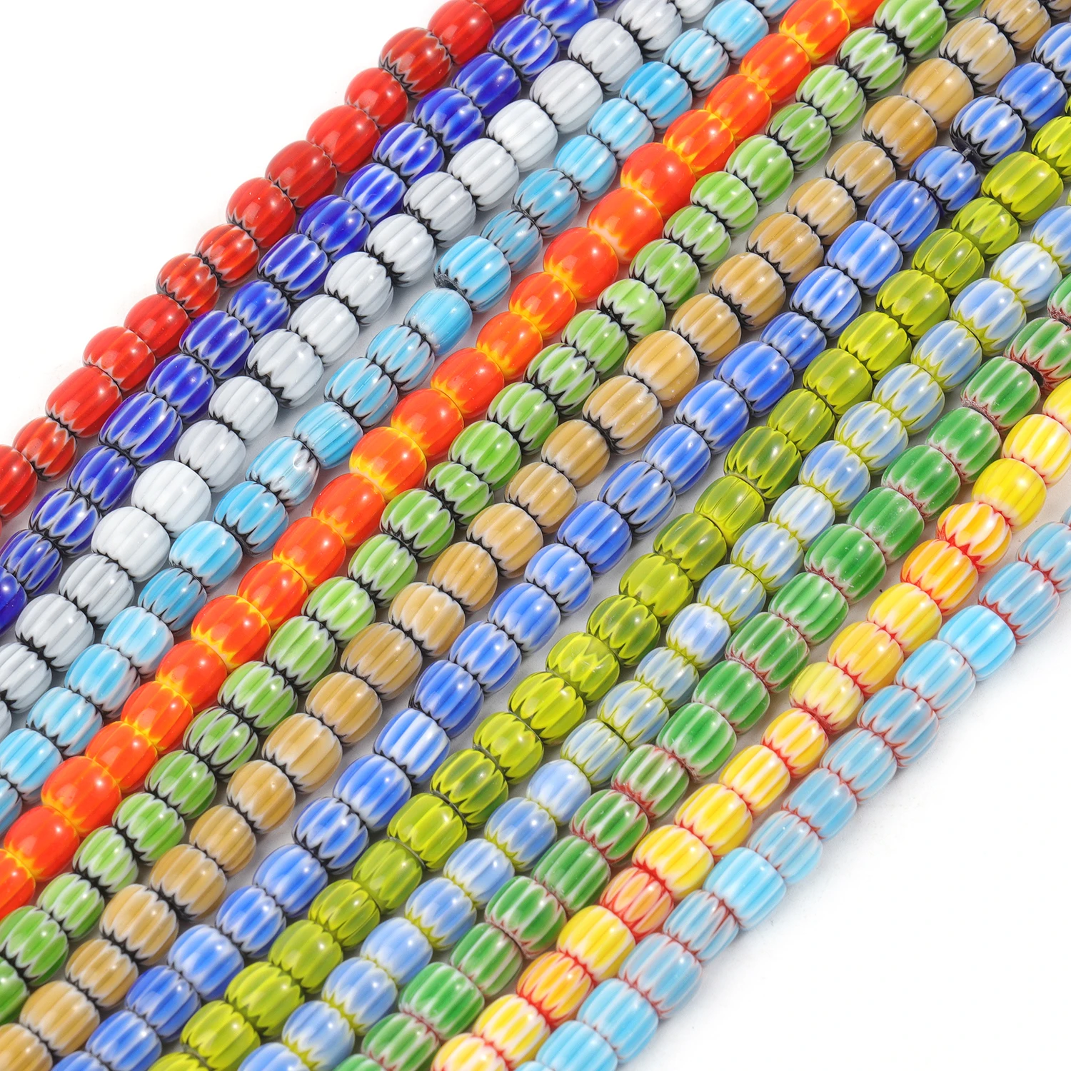 6/8mm Colorful Nepal Lampwork Bead Bucket Glass Loose Spacer Beads for Jewelry Making DIY Bracelets Necklace Earring Accessories